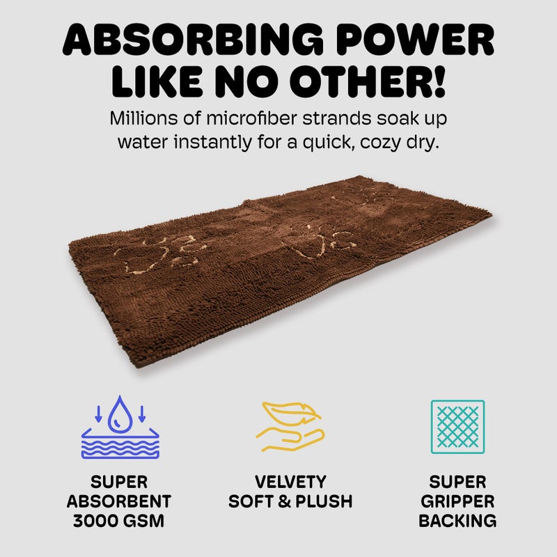 Dog Gone Smart Dirty Dog Doormat - Fast Drying Rug with Super Gripper Backing for Clean Floors - Super Absorbent and Machine Washable Mat for Muddy Paws - Mocha - Image 3